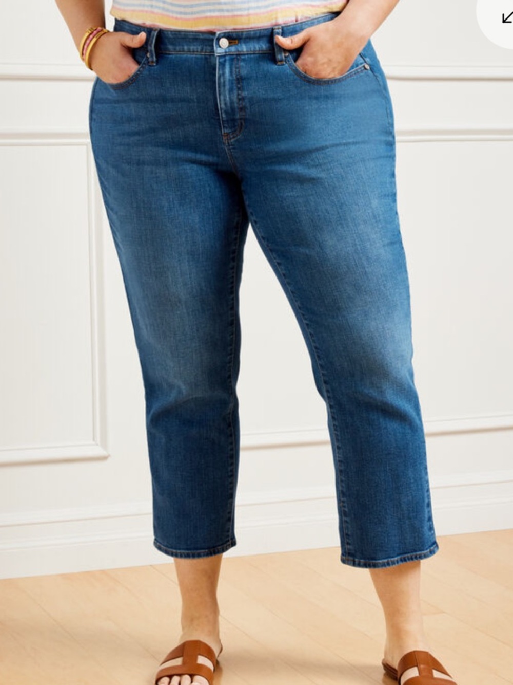 Talbots Women’s 18W Straight Leg Cropped Curvy Dark Blue Denim Jeans